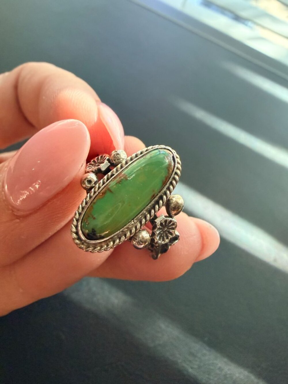 Sterling Silver Green Turquoise Southwestern Ring 6.5